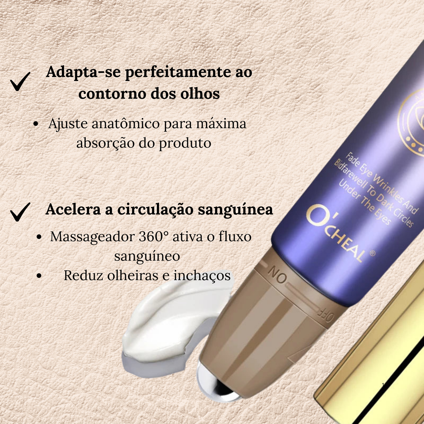 O'CHEAL Creme para Olhos Antirrugas com Rolo Massageador
