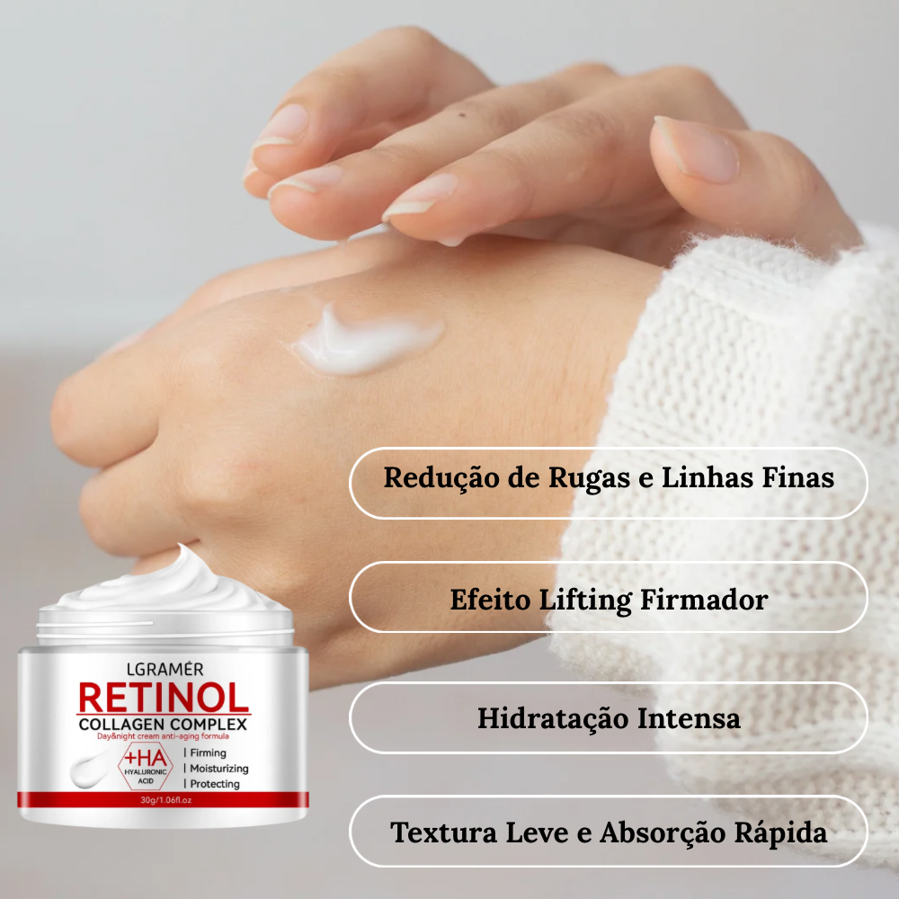 Creme Facial de Retinol Lifting Firmador com Colágeno – Hidratante Anti-rugas e Clareador